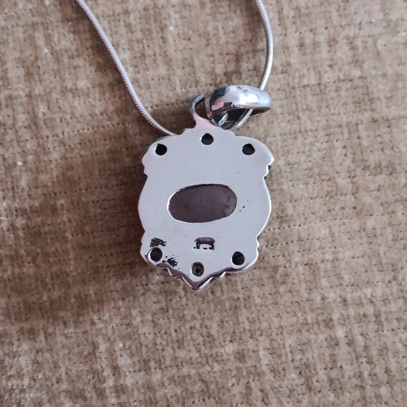 925 Italy Silver Snake Chain Crystal Pendant Necklace - Picture 8 of 12